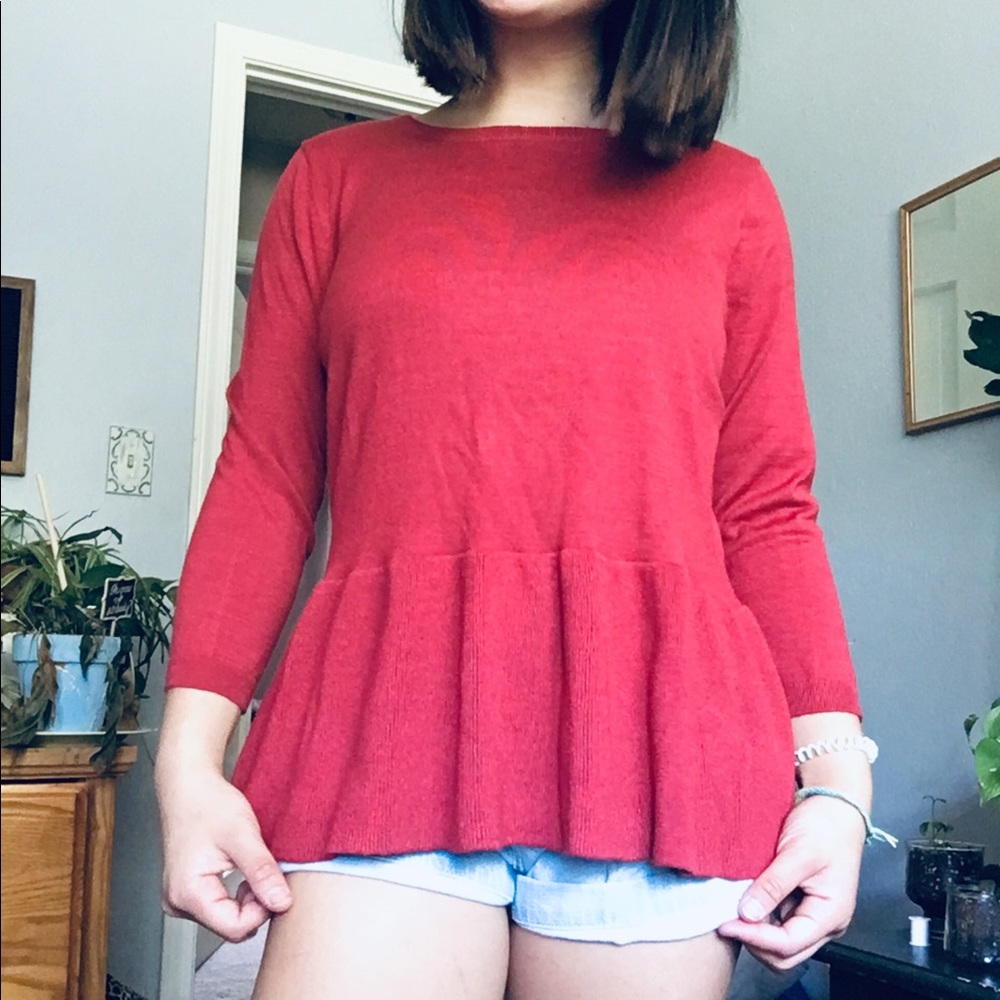 Red/ orange peplum sweater